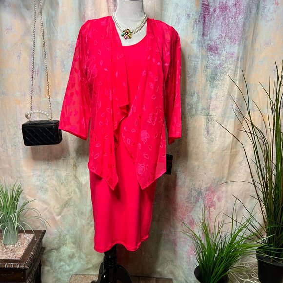 NEW 📌John Meyer JM Studio 2-Piece Hot Pink (Berry) Midi Jacket Dress - Picture 1 of 15